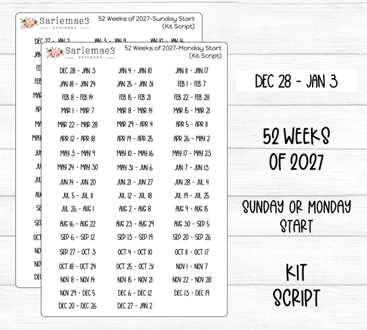 52 Weeks of 2027 (Kit Font)