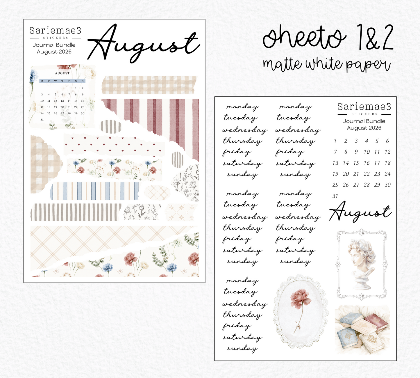August Journal Bundle (20% off) LIMITED TIME! Available 7/1-7/31