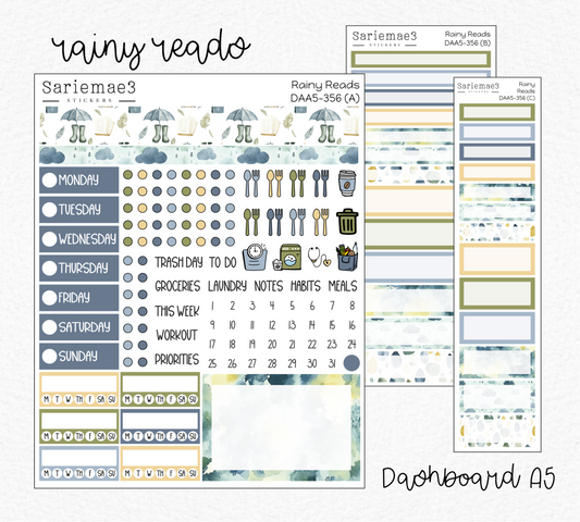 Dashboard Layout Kit (A5), Rainy Reads, DAA5-356