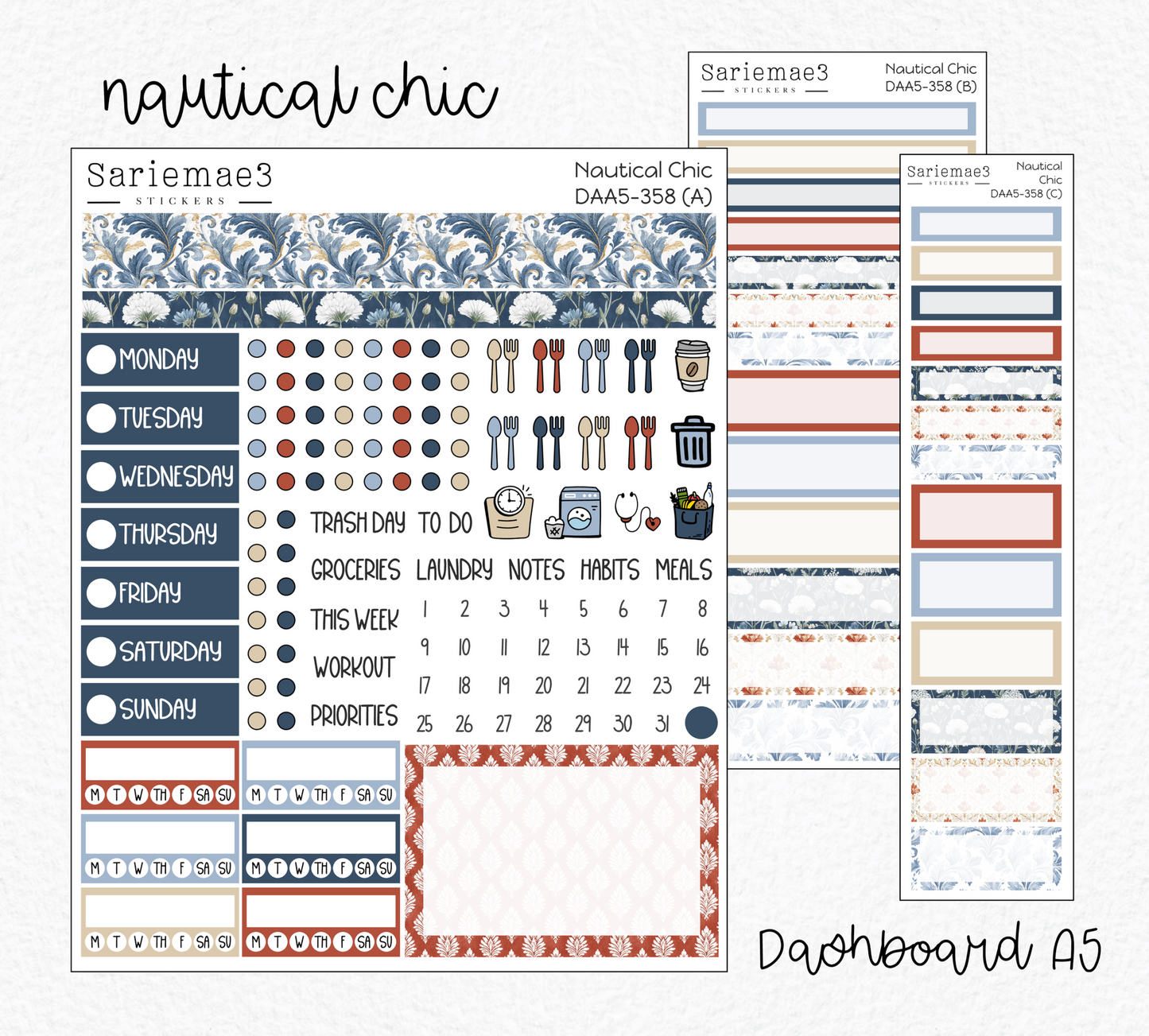 Dashboard Layout Kit (A5), Nautical Chic, DAA5-358
