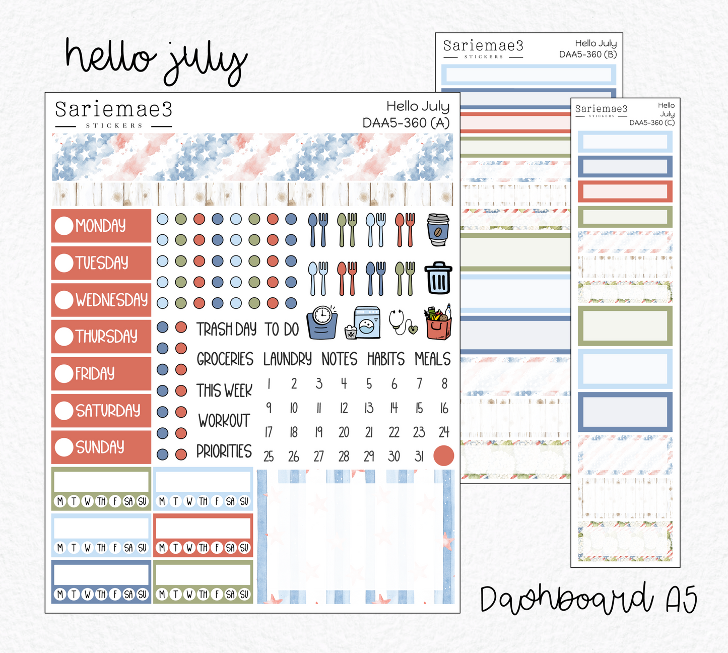 Dashboard Layout Kit (A5), Hello July, DAA5-360