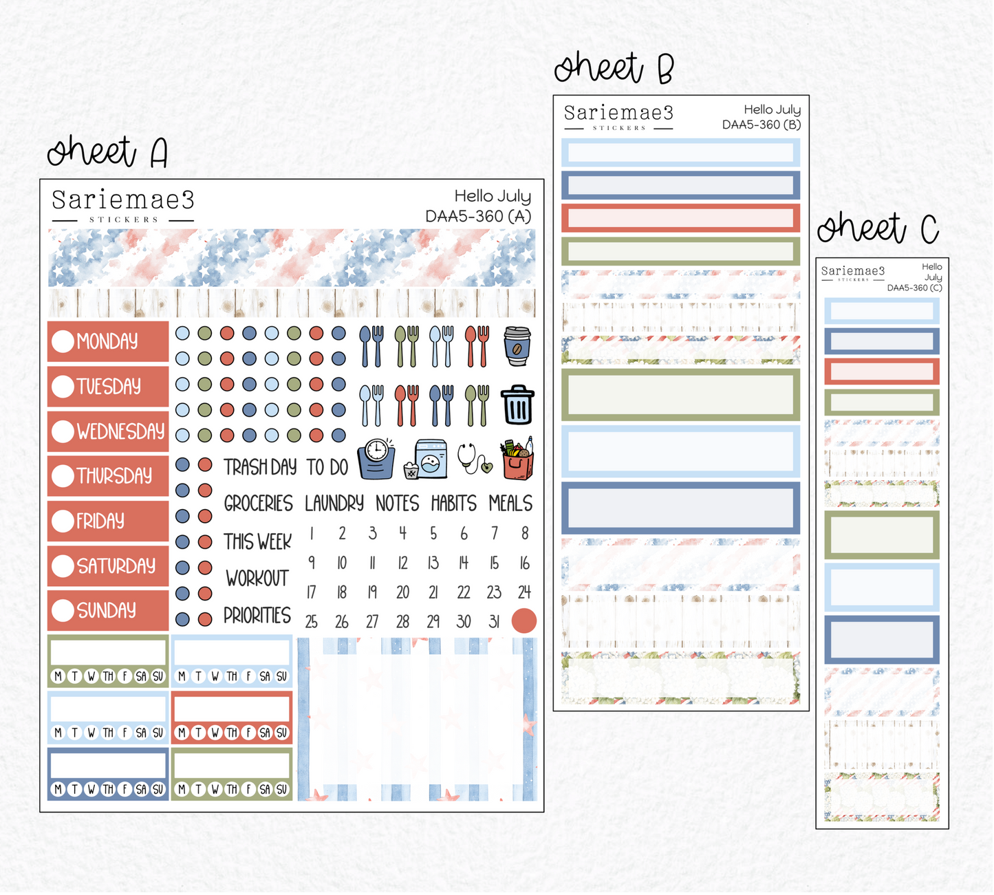 Dashboard Layout Kit (A5), Hello July, DAA5-360