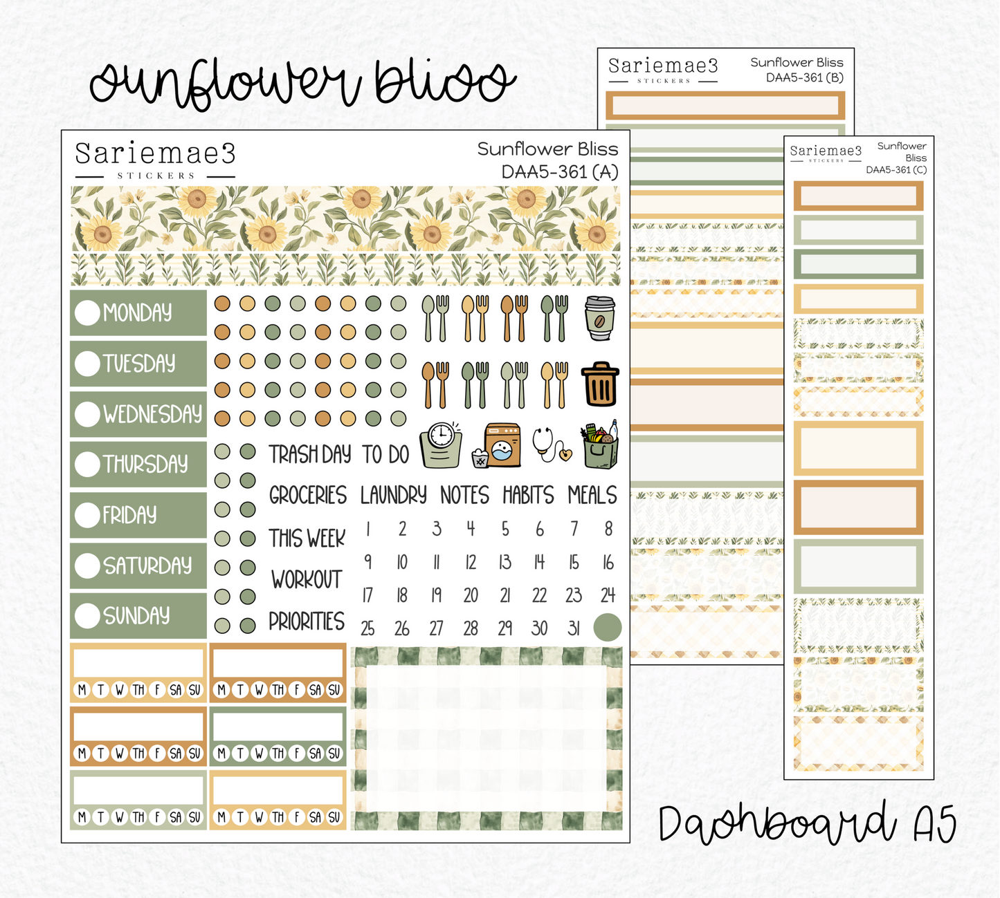 Dashboard Layout Kit (A5), Sunflower Bliss, DAA5-361