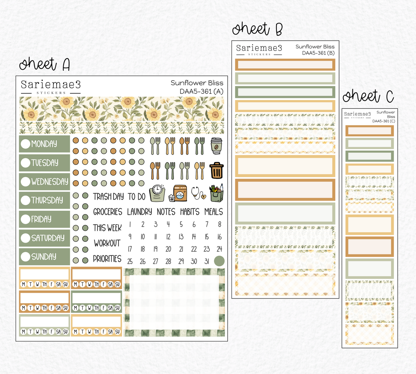 Dashboard Layout Kit (A5), Sunflower Bliss, DAA5-361