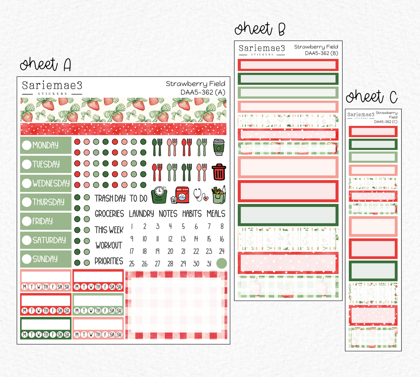 Dashboard Layout Kit (A5), Strawberry Field, DAA5-362