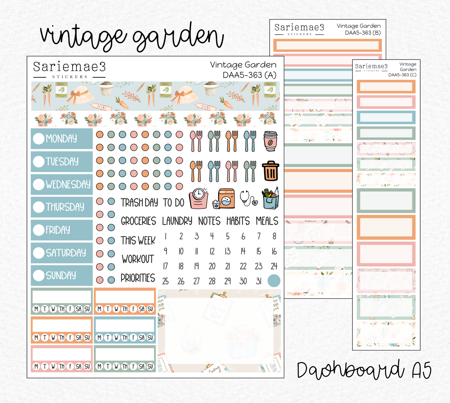 Dashboard Layout Kit (A5), Vintage Garden, DAA5-363