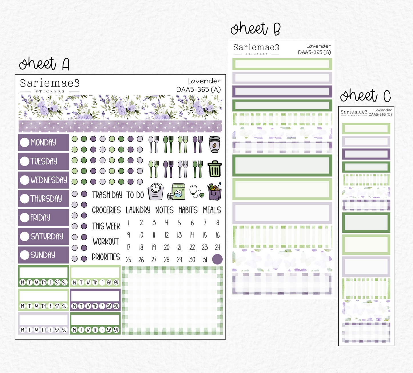 Dashboard Layout Kit (A5), Lavender, DAA5-365
