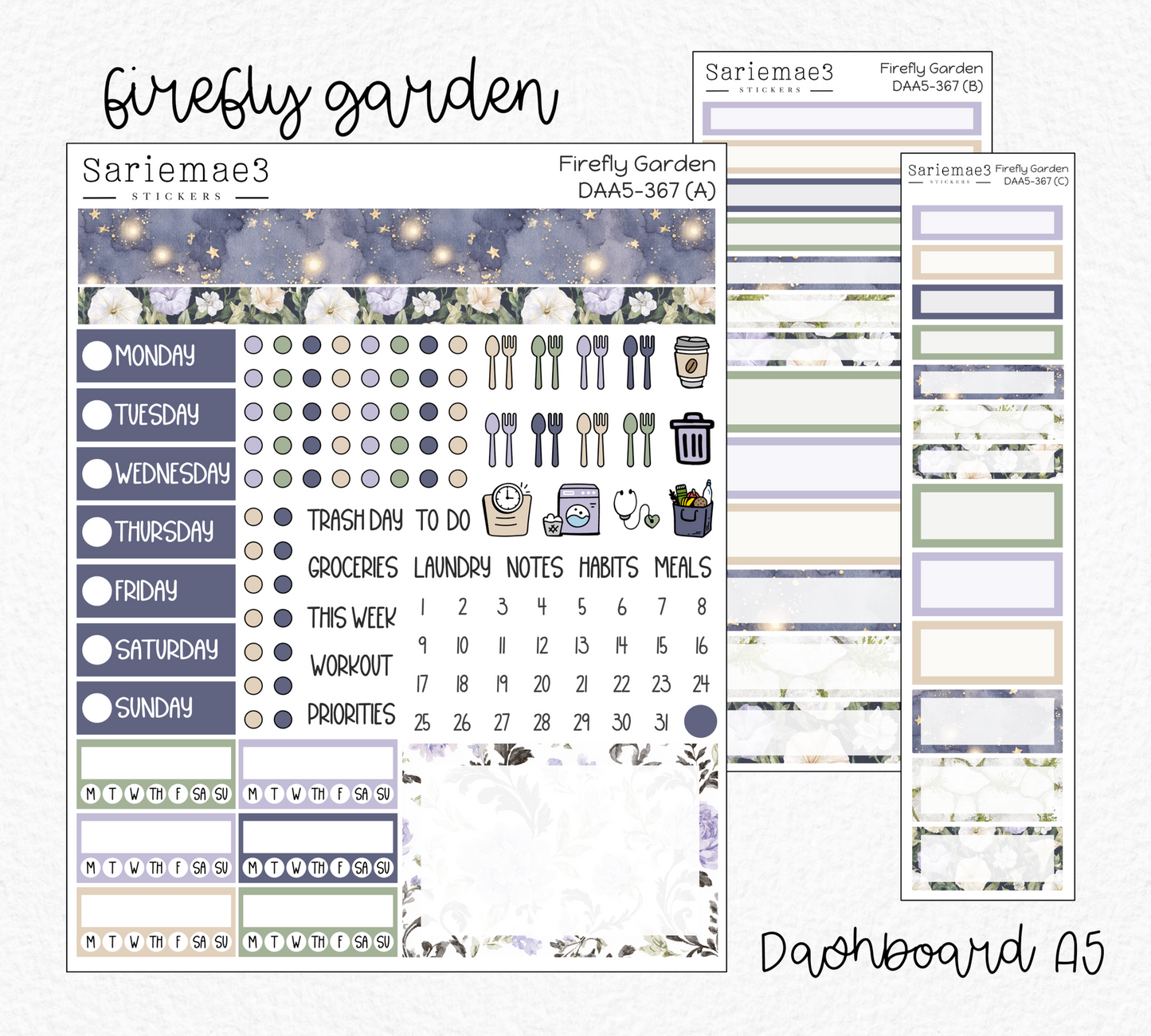 Dashboard Layout Kit (A5), Firefly Garden, DAA5-367