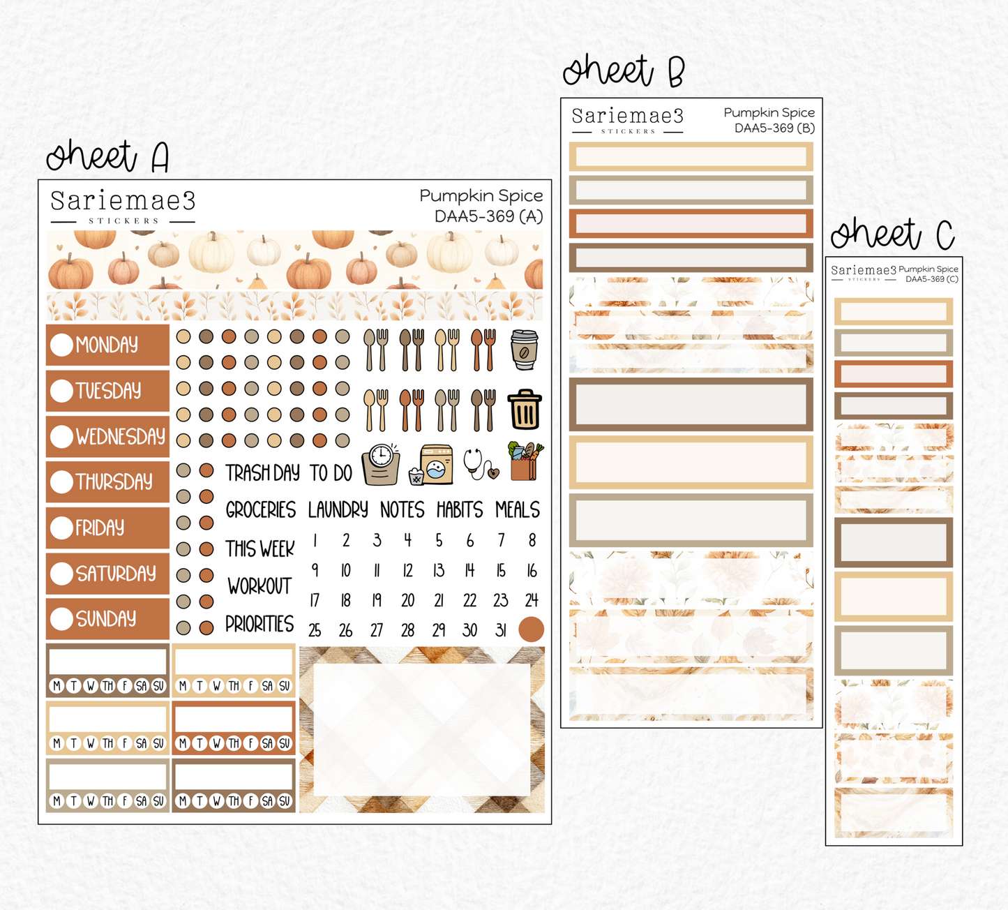 Dashboard Layout Kit (A5), Pumpkin Spice, DAA5-369