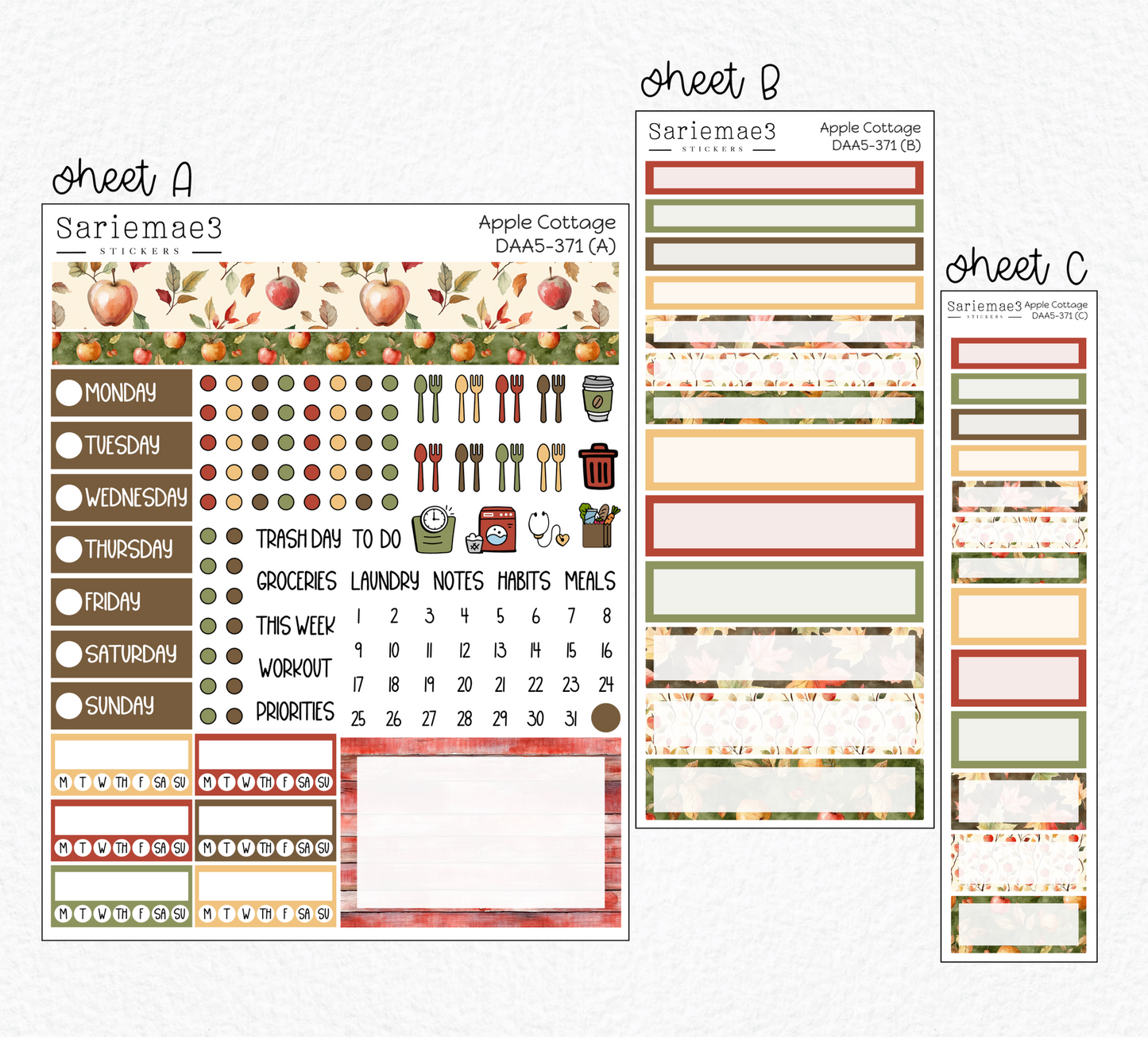 Dashboard Layout Kit (A5), Apple Cottage, DAA5-371