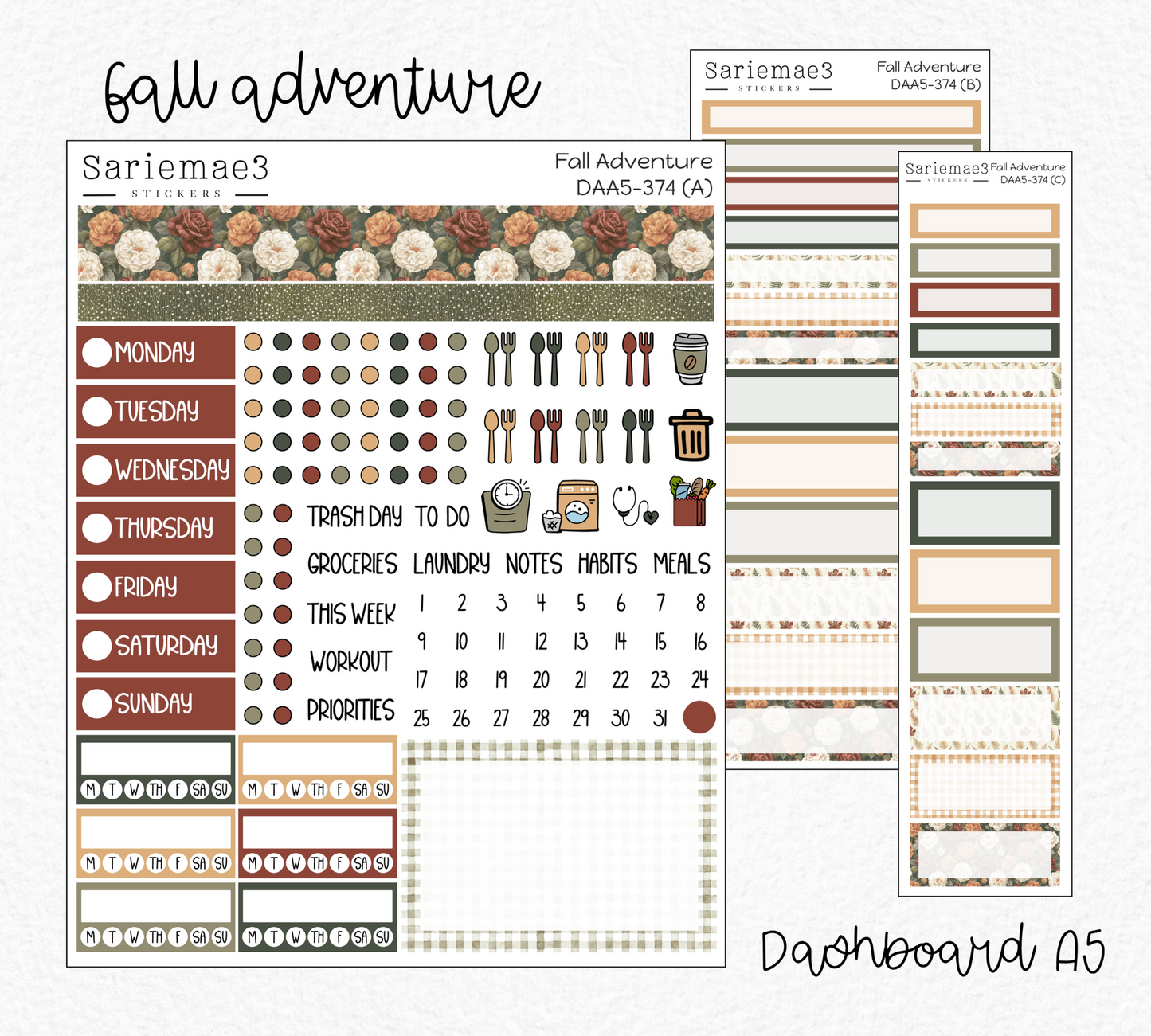 Dashboard Layout Kit (A5), Fall Adventure, DAA5-374