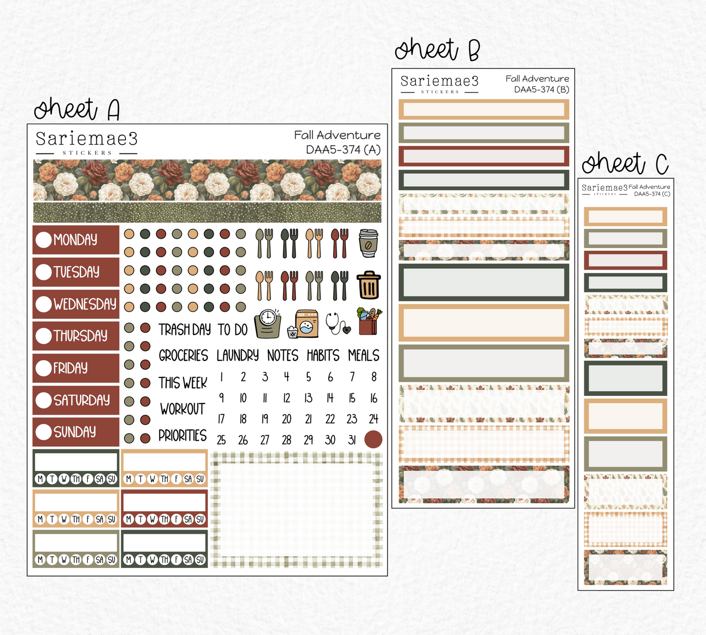 Dashboard Layout Kit (A5), Fall Adventure, DAA5-374