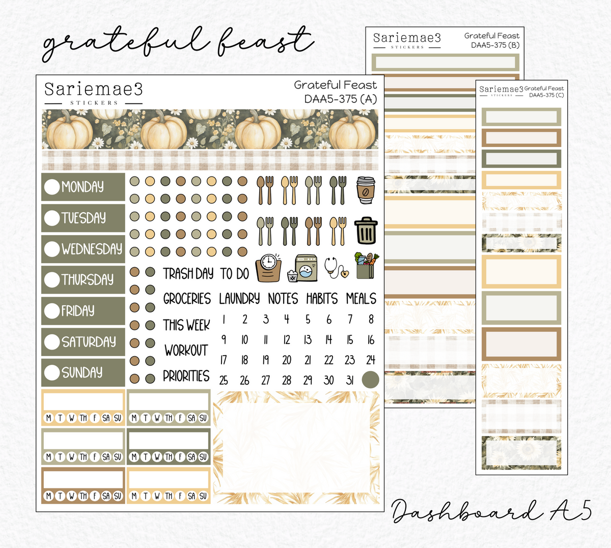 Dashboard Layout Kit (A5), Grateful Feast, DAA5-375
