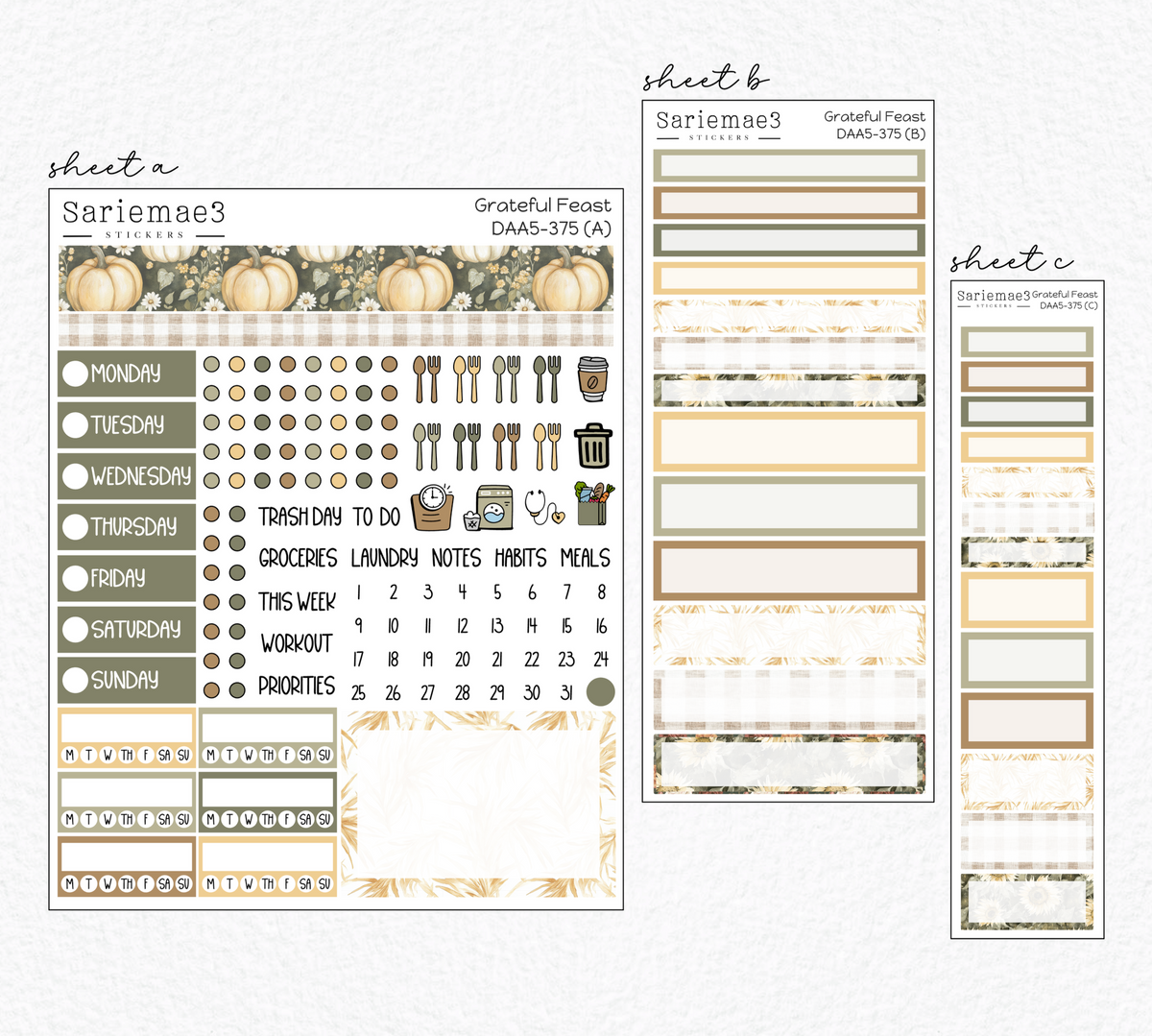 Dashboard Layout Kit (A5), Grateful Feast, DAA5-375