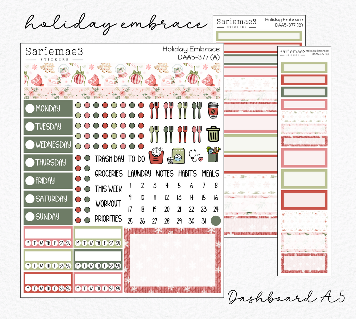 Dashboard Layout Kit (A5), Holiday Embrace, DAA5-377