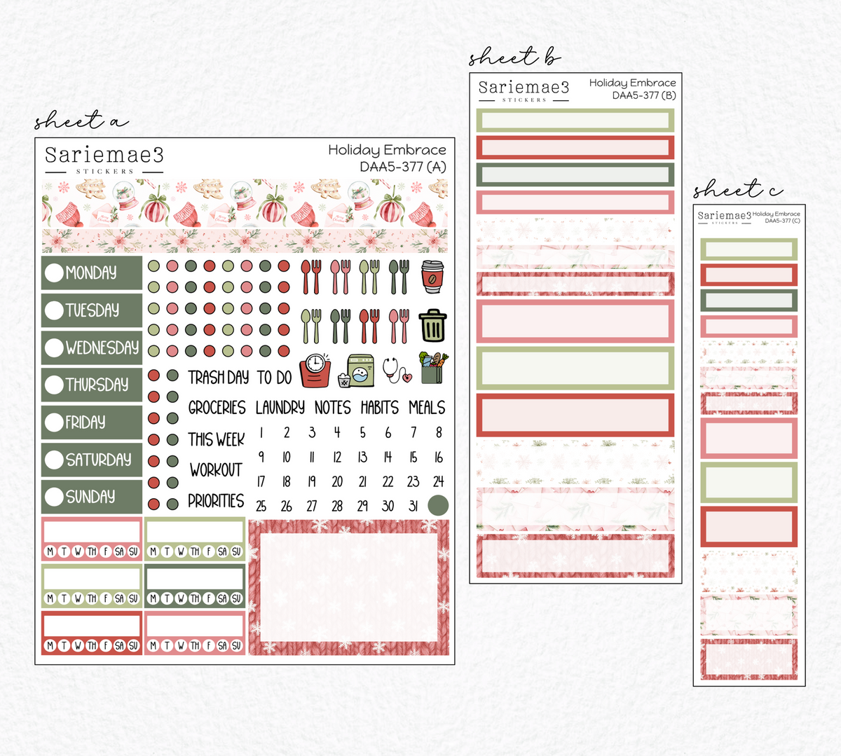 Dashboard Layout Kit (A5), Holiday Embrace, DAA5-377