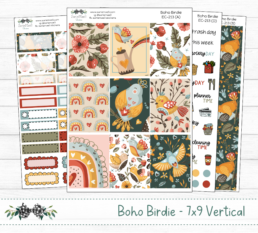 Vertical Weekly Kit, Boho Birdie, V-213