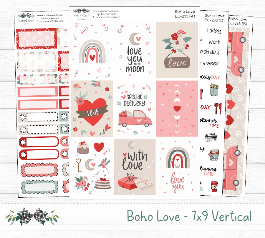 Vertical Weekly Kit, Boho Love, V-233