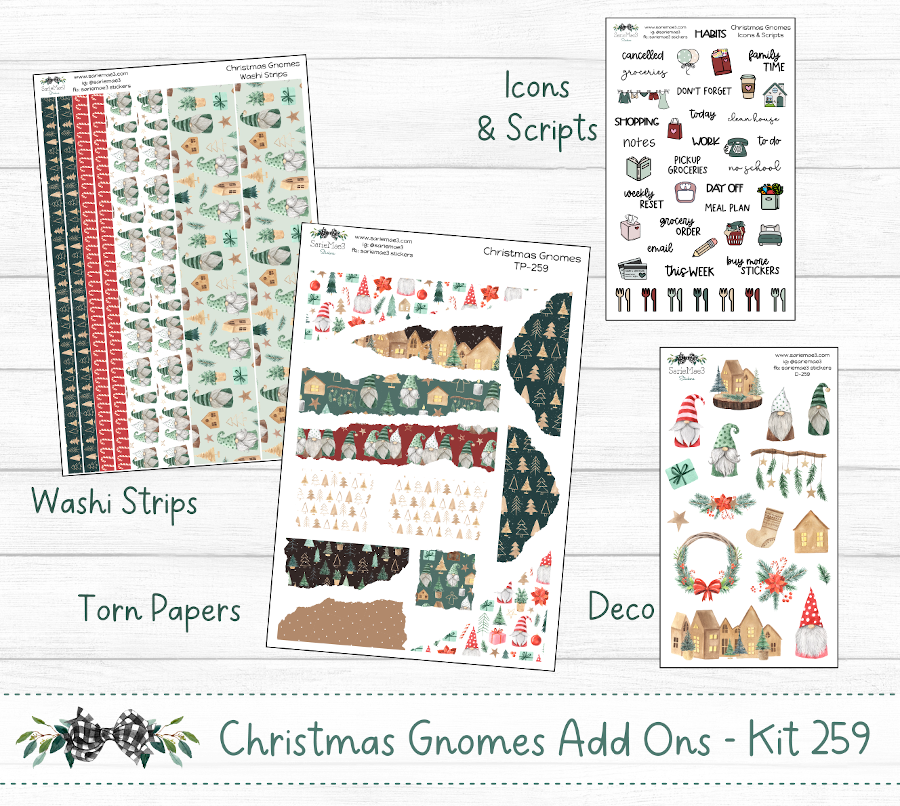 Vertical Weekly Kit, Christmas Gnomes, V-259