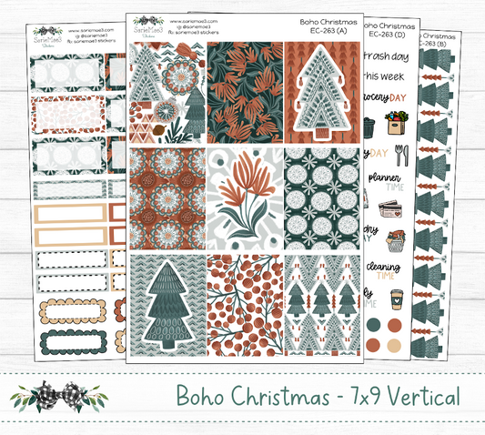 Vertical Weekly Kit, Boho Christmas, V-263