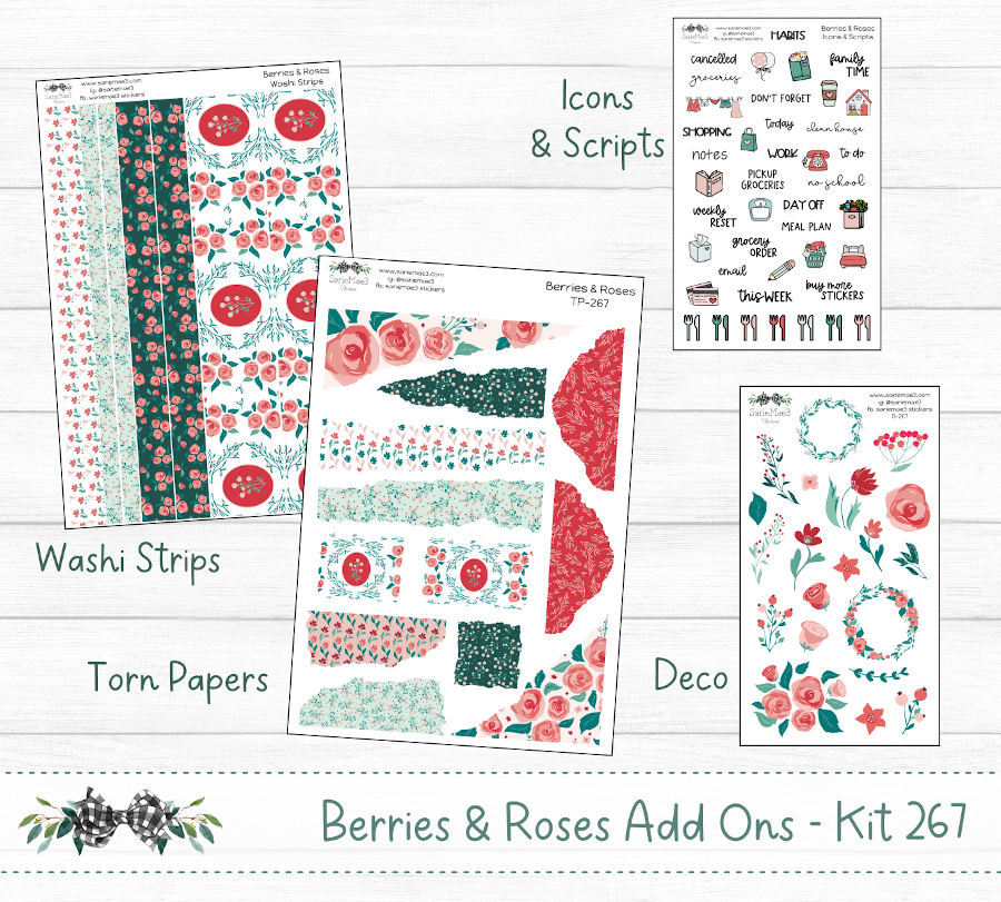 Vertical Weekly Kit, Berries & Roses, V-267