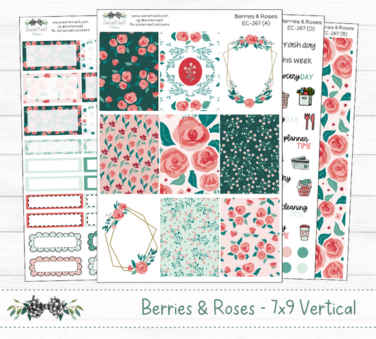 Vertical Weekly Kit, Berries & Roses, V-267