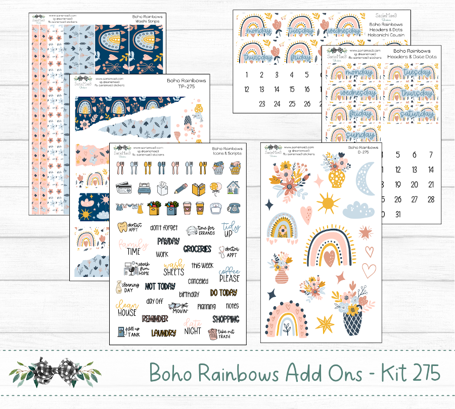 Vertical Weekly Kit, Boho Rainbows, V-275