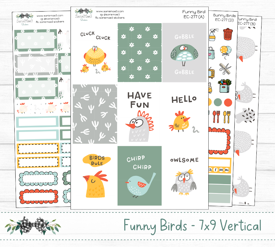 Vertical Weekly Kit, Funny Birds, V-277