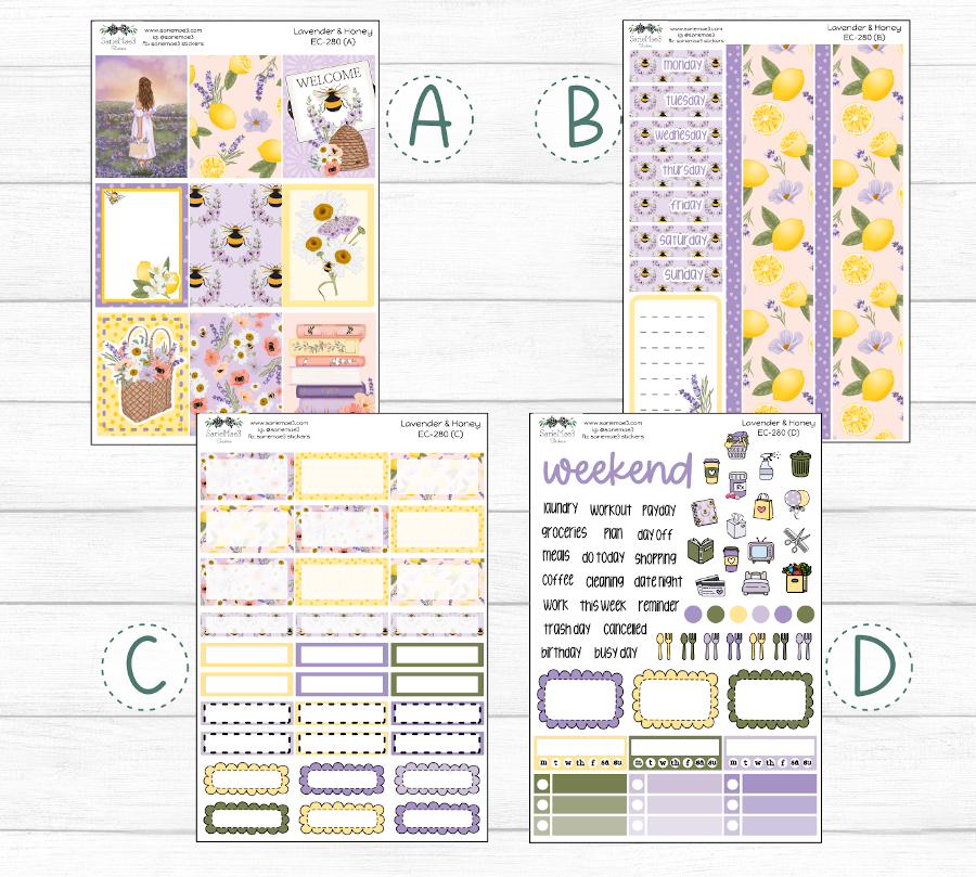 Vertical Weekly Kit, Lavender & Honey, V-280