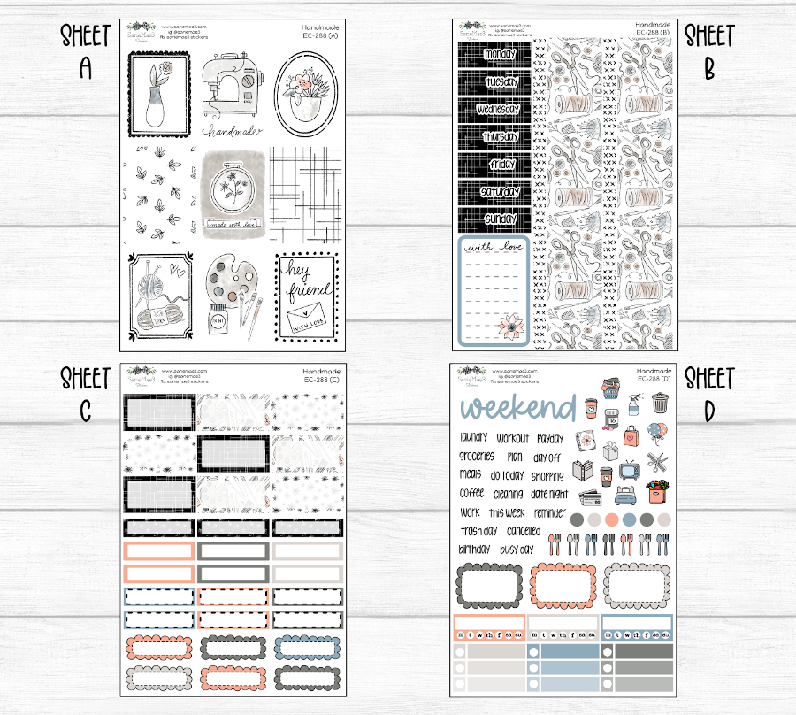 Vertical Weekly Kit, Handmade, V-288