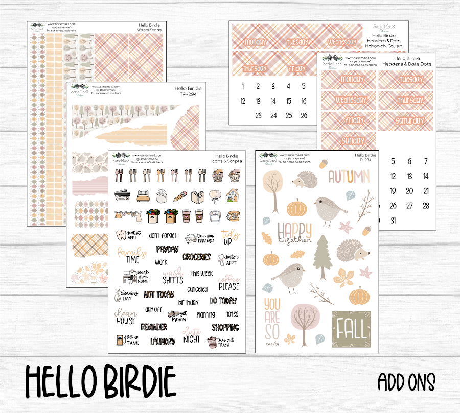 Hobonichi Cousin Kit, Hello Birdie, HCW-294