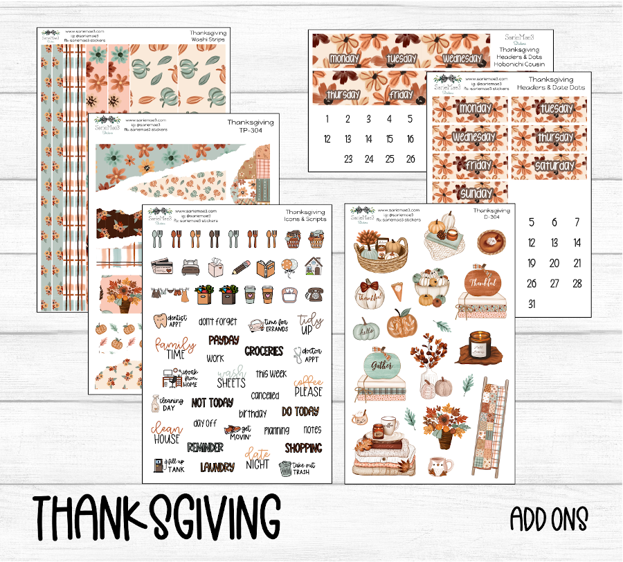 Weekly Kit Add Ons, Thanksgiving, Kit 304