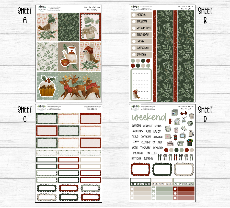 Vertical Weekly Kit, Woodland Winter, V-316