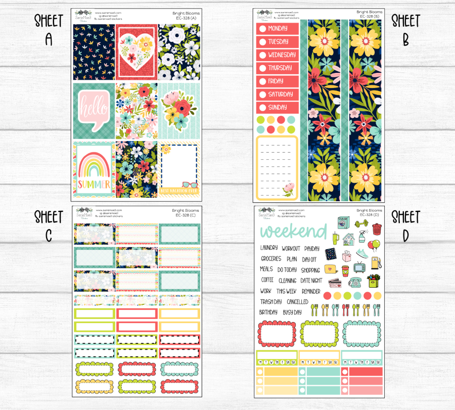 Vertical Weekly Kit, Bright Blooms, V-328