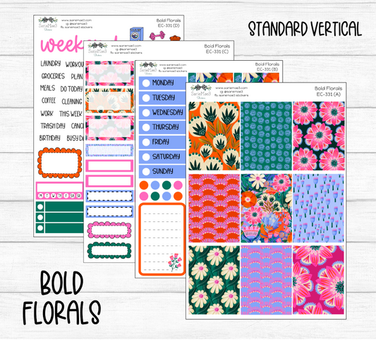 Vertical Weekly Kit, Bold Florals, V-331