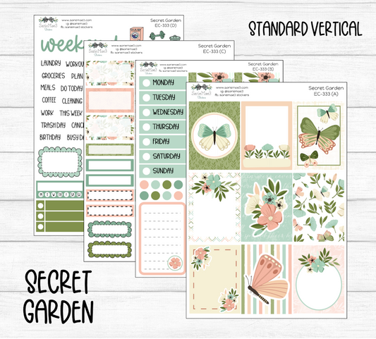 Vertical Weekly Kit, Secret Garden, V-333