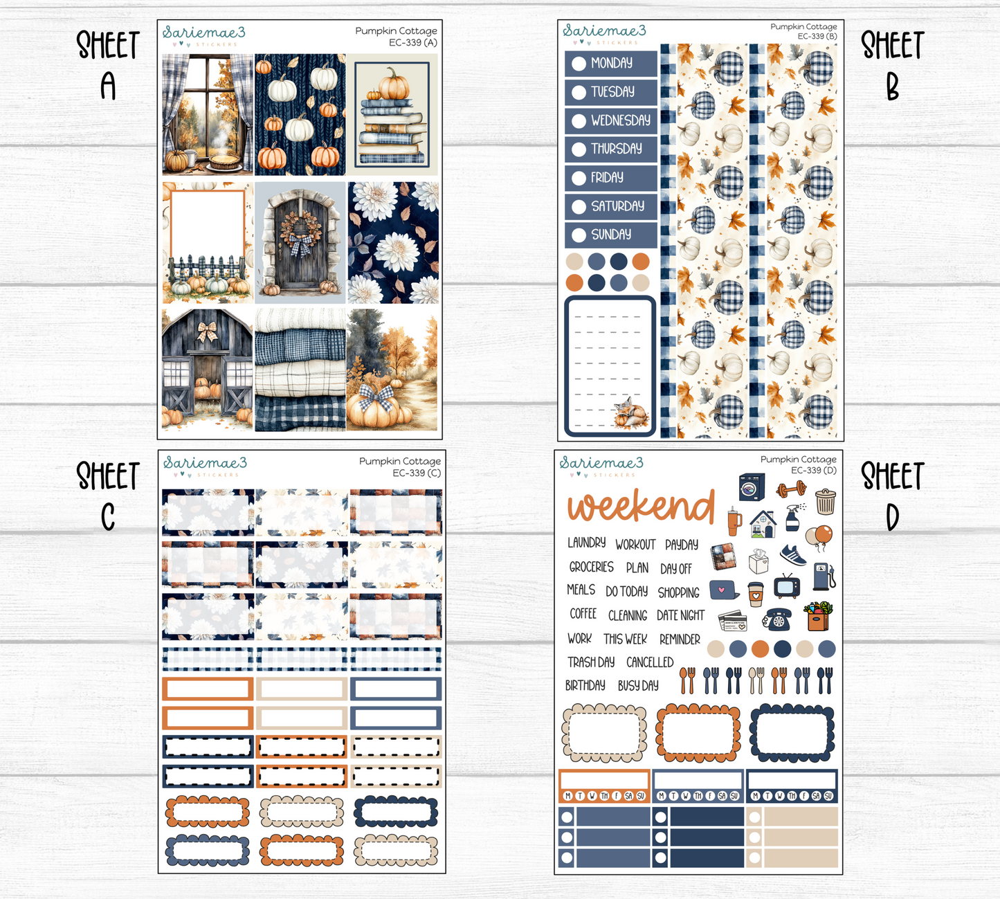 Vertical Weekly Kit, Pumpkin Cottage, V-339
