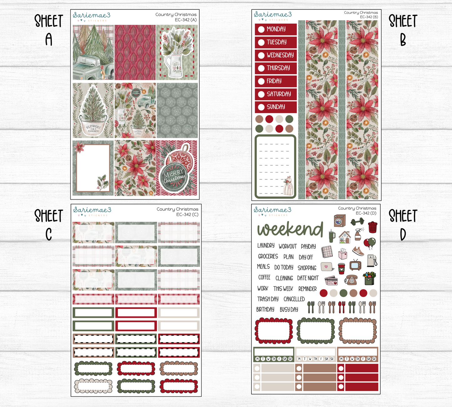 Vertical Weekly Kit, Country Christmas, V-342