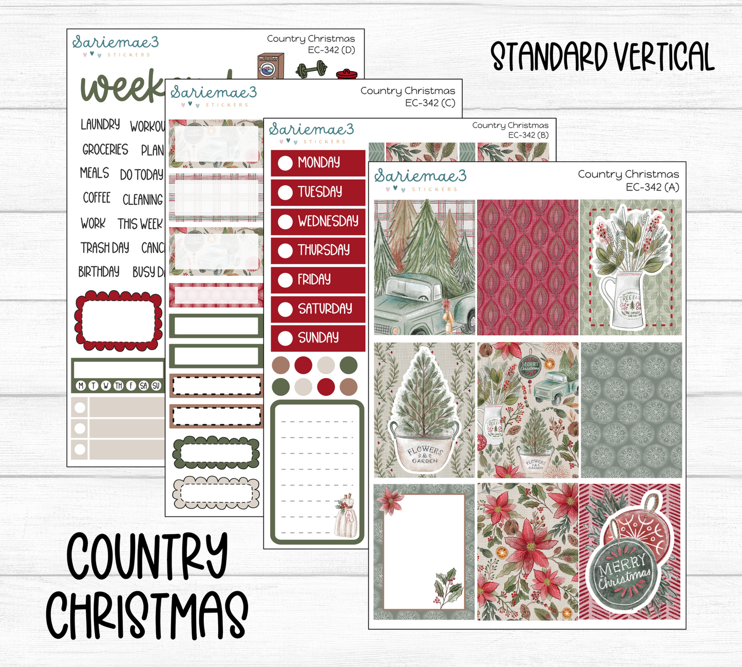 Vertical Weekly Kit, Country Christmas, V-342
