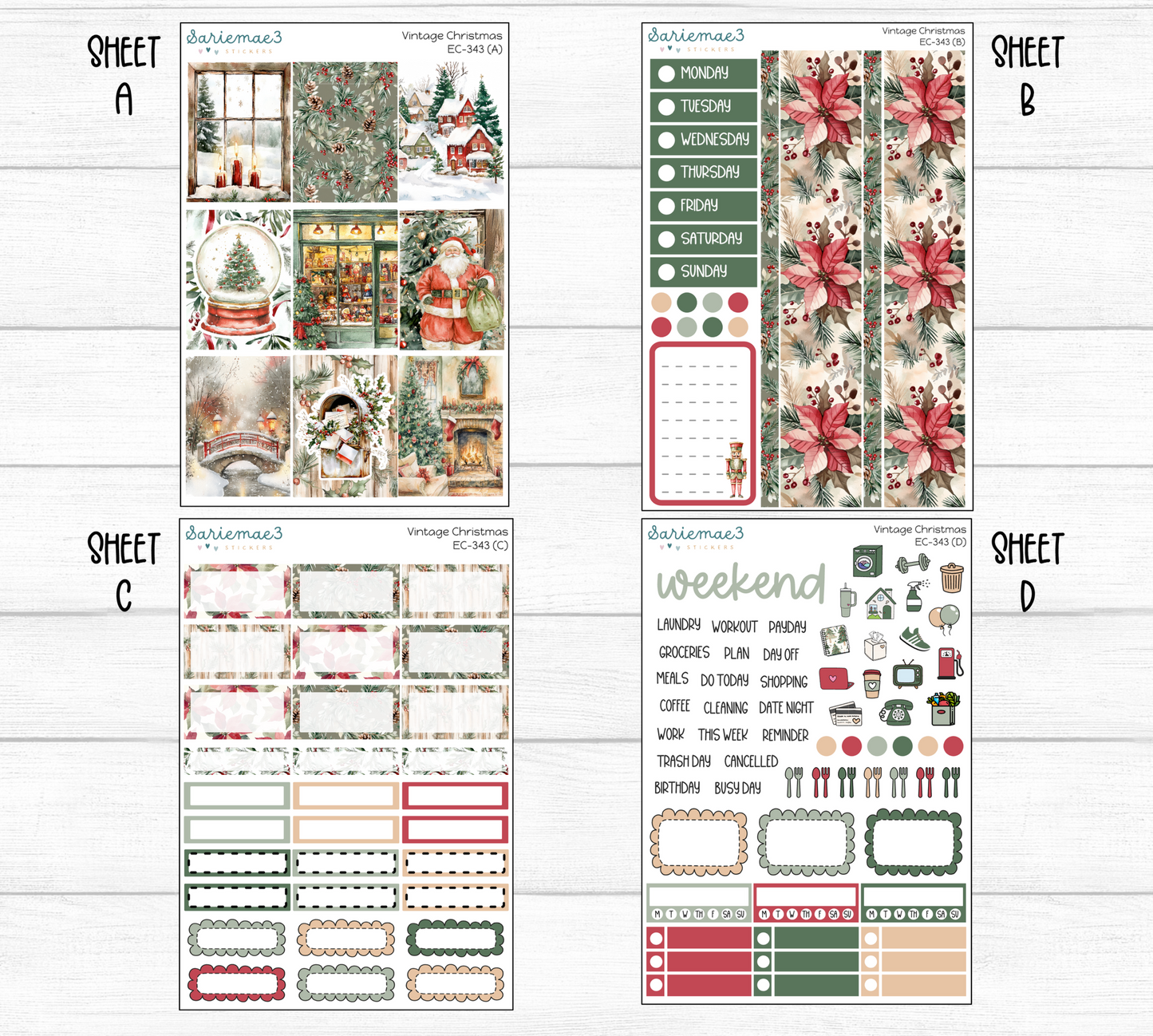 Vertical Weekly Kit, Vintage Christmas, V-343