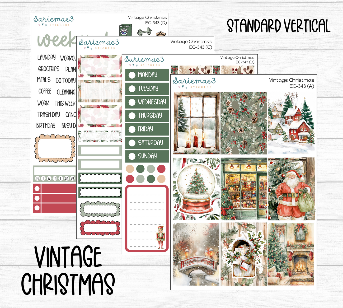 Vertical Weekly Kit, Vintage Christmas, V-343