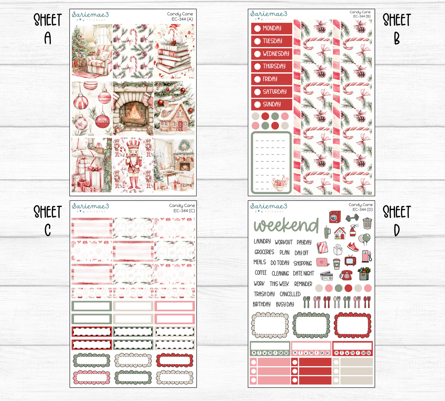 Vertical Weekly Kit, Candy Cane, V-344