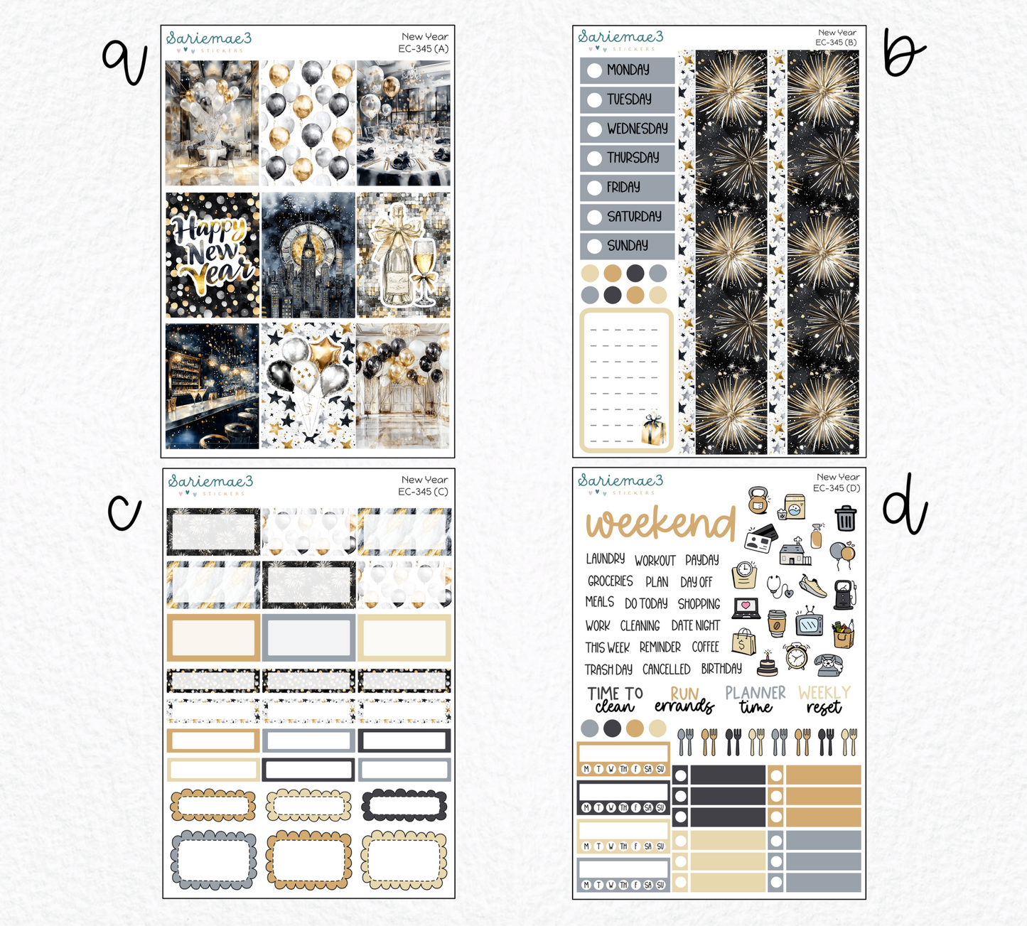 Vertical Weekly Kit, New Year, V-345