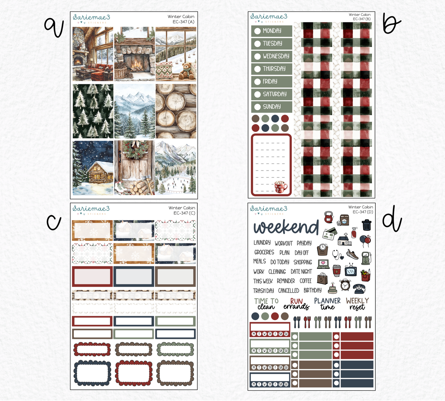 Vertical Weekly Kit, Winter Cabin, V-347