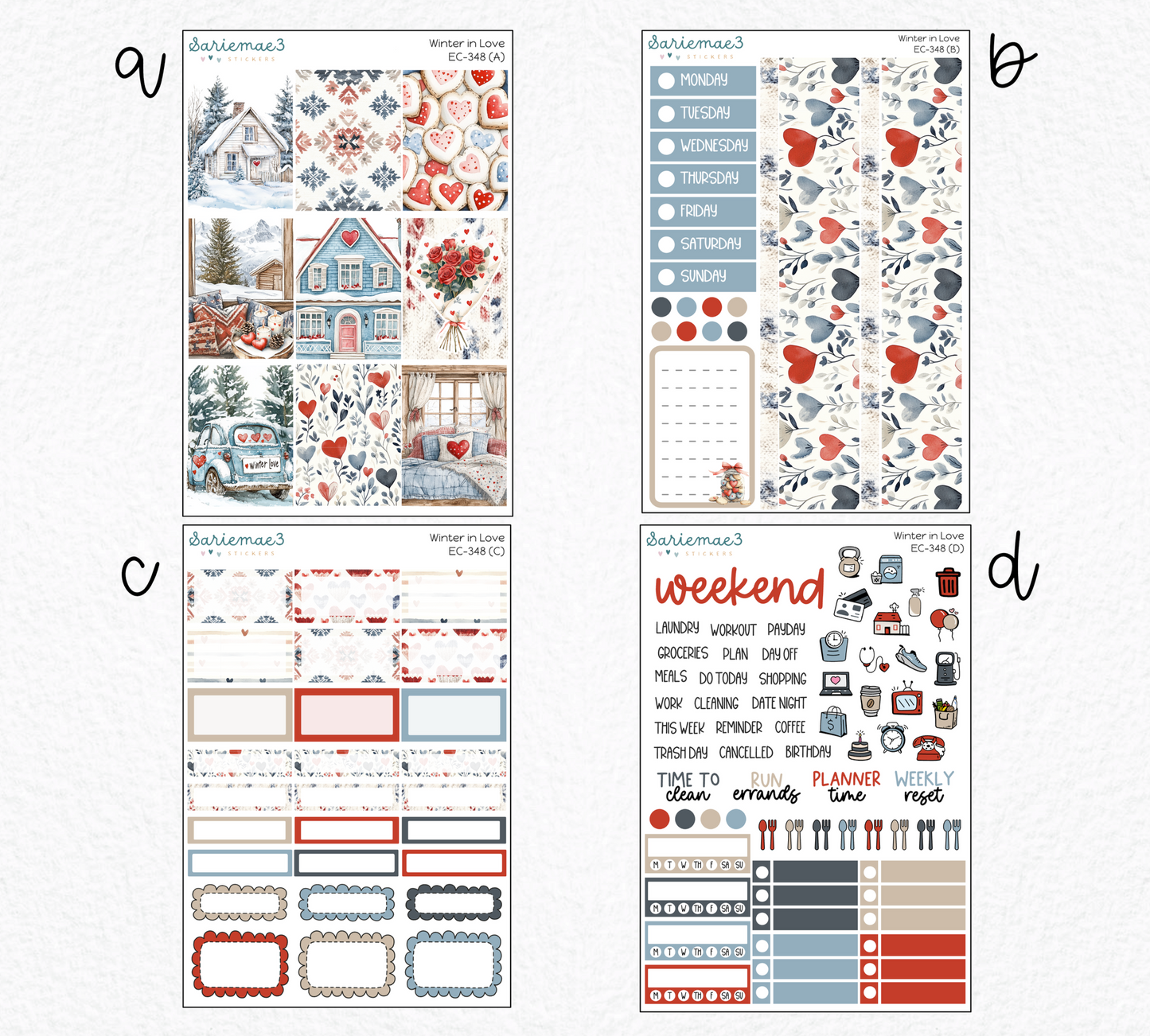 Vertical Weekly Kit, Winter in Love, V-348