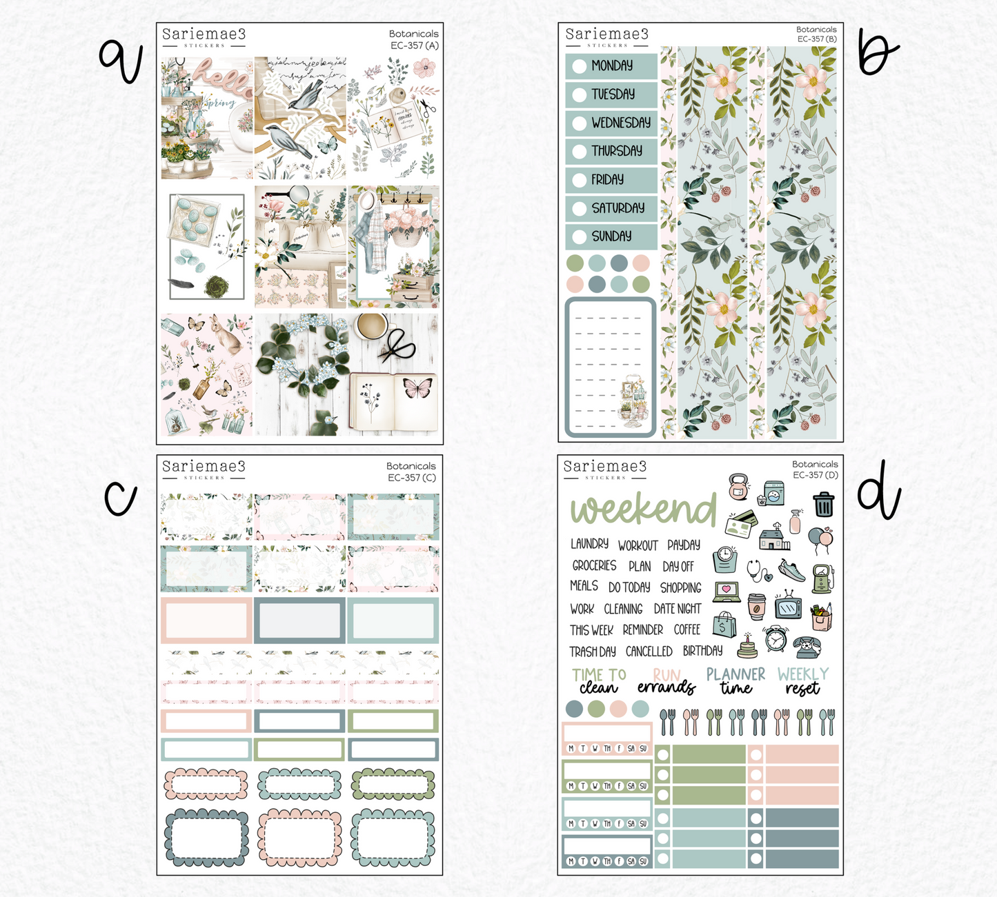 Vertical Weekly Kit, Botanicals, V-357