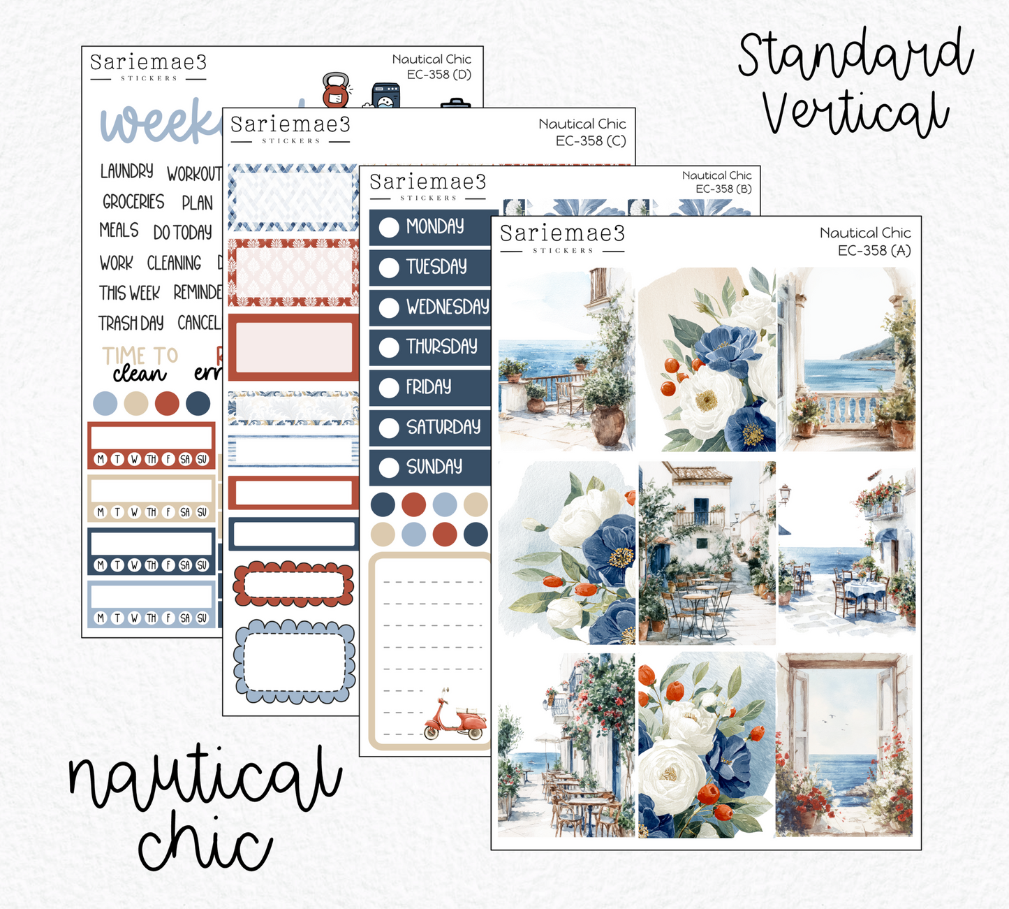 Vertical Weekly Kit, Nautical Chic, V-358