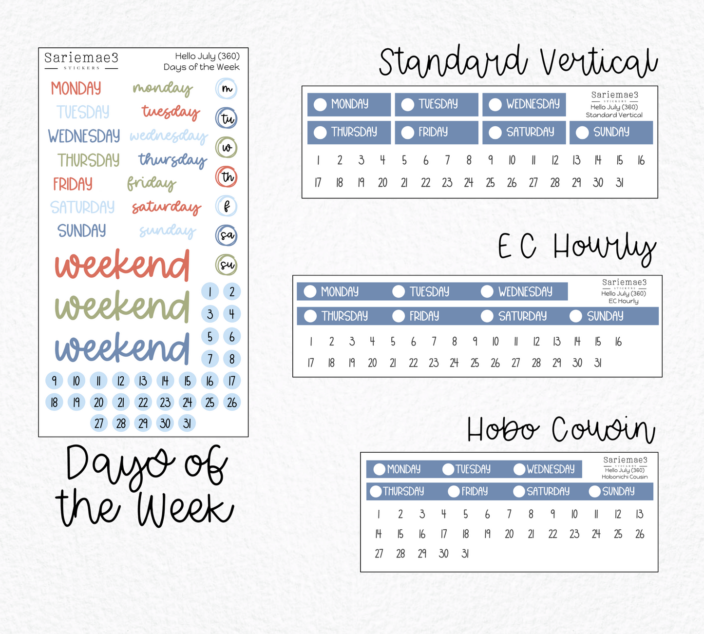 Weekly Kit Add Ons, Hello July, Kit 360