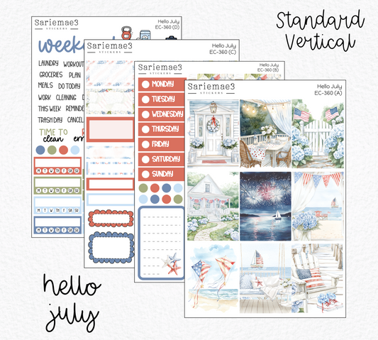 Vertical Weekly Kit, Hello July, V-360