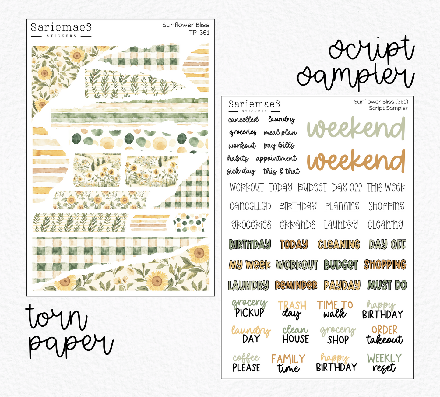 Weekly Kit Add Ons, Sunflower Bliss, Kit 361